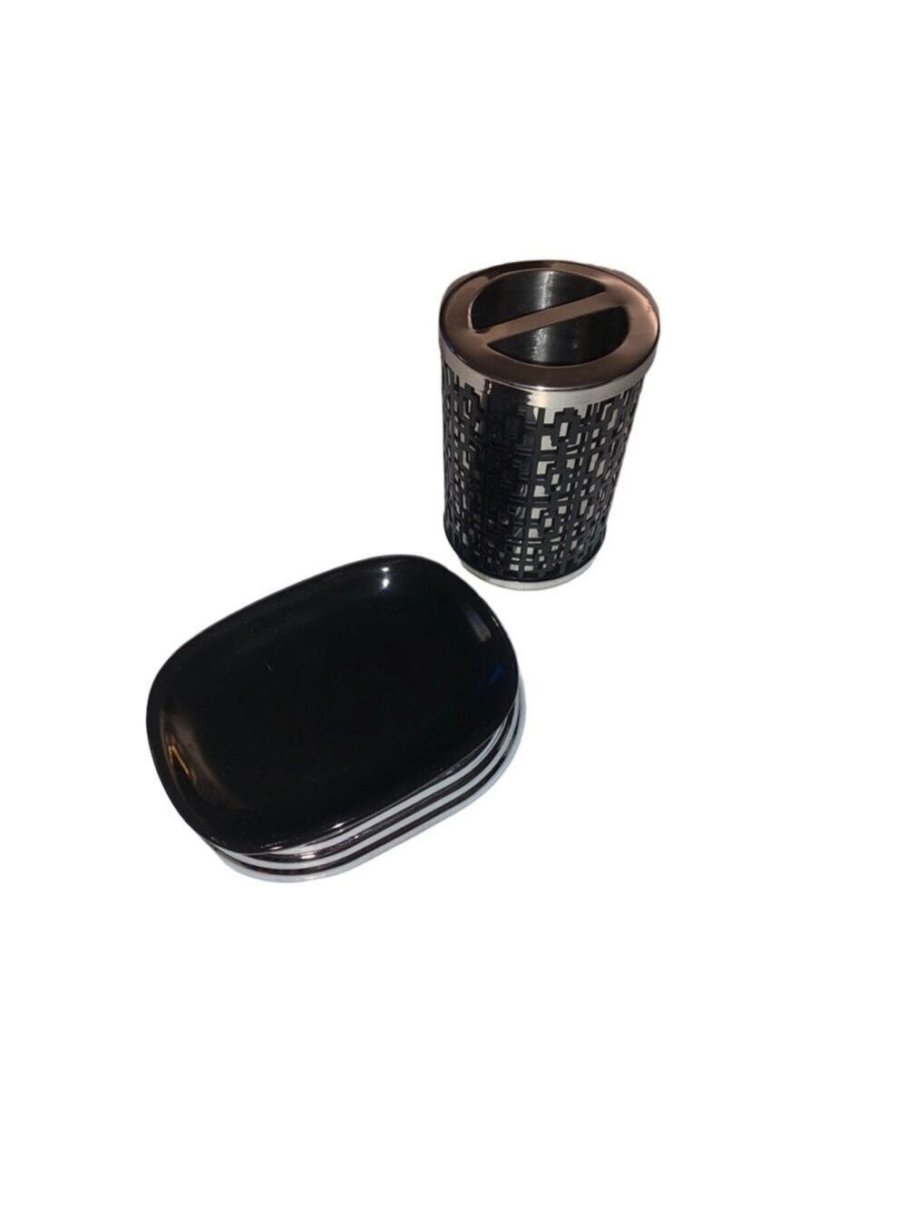 Paradigm Trends Bath Accessories Set Black Silver One Size